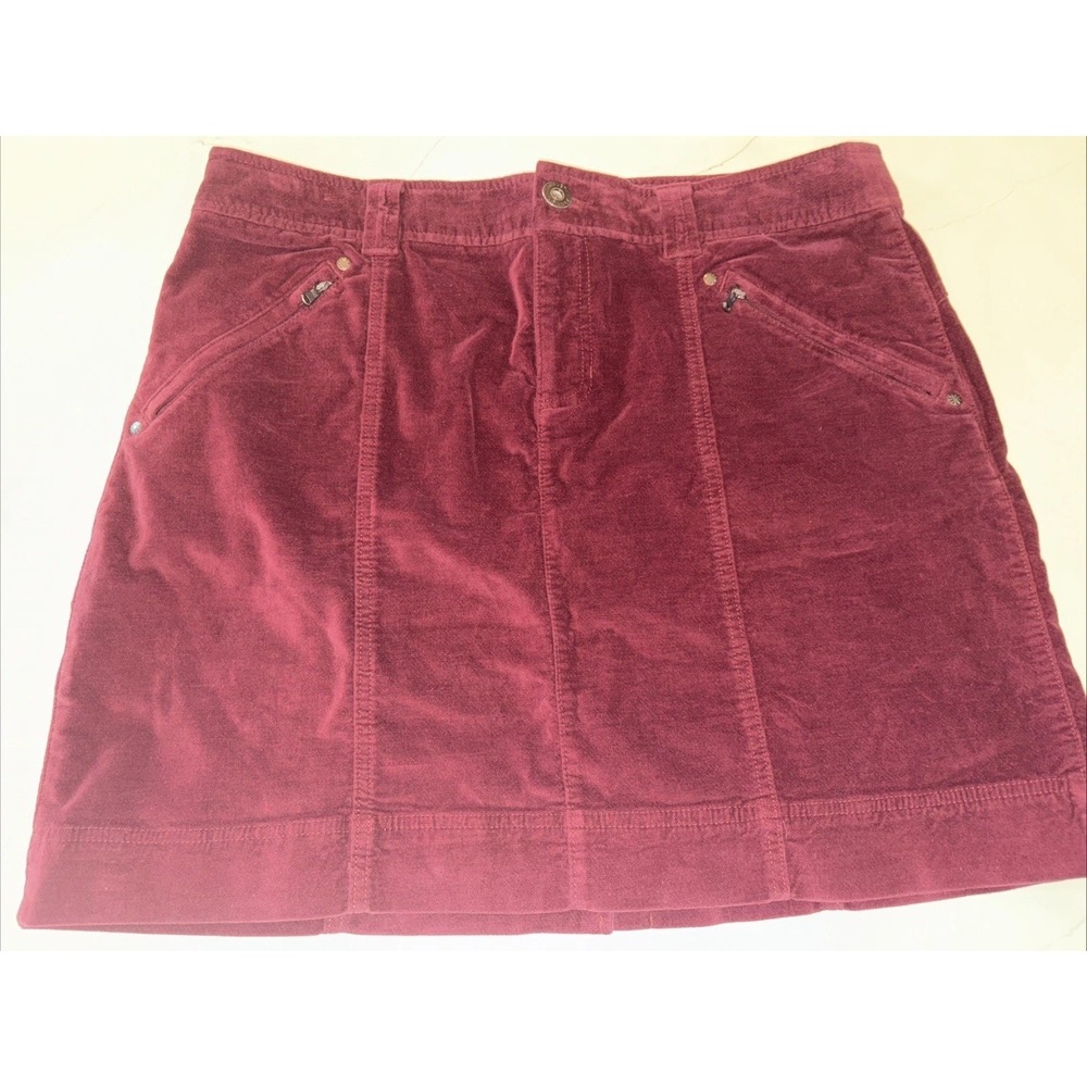 Athleta 14 Roseville Velvet Skirt Cherrywood Burgundy Drawstring Pockets Womens